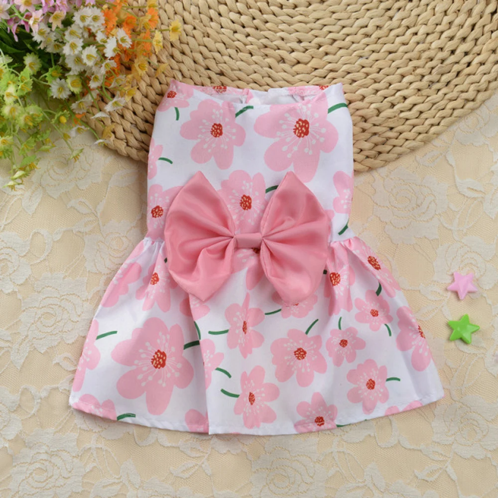 Low Price Fashion Summer Pet Dress Dog Flower Coat Puppy Cat Clothes Outfit Sleeveless Soft Thin Skirt |
