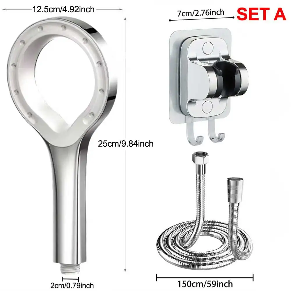 

Ручная Лейка для душа с мощным спреем для душа, настенный кронштейн и шланг 150 см, 1 комплект
