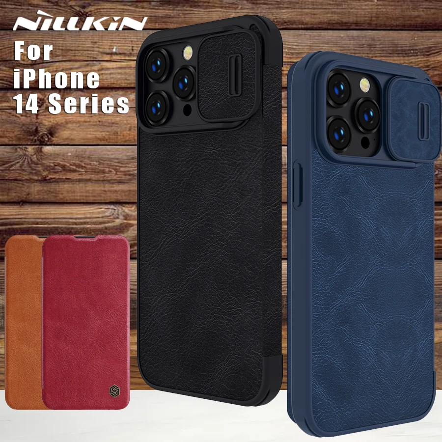

Чехол Nillkin для iPhone 14 Pro Max Plus, чехол qin из искусственной кожи с полным покрытием 360 дюйма, защитная задняя крышка для Apple iPhone 14 Pro 2022