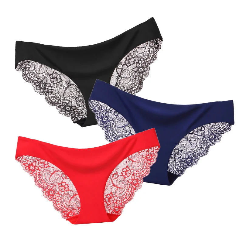 

3Pcs Sexy Women's Hollow Out Panties Set Underwear Seamless Lace Briefs Low Rise Female Soft Panty Sexy sensual lingerie woman