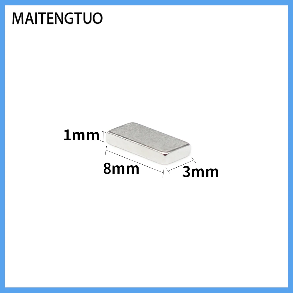 

20/50/100/200/500/1000PCS 8x3x1 Thin Small Quadrate Magnets N35 Permanent NdFeB Magnet 8x3x1mm Strong Powerful Magnet