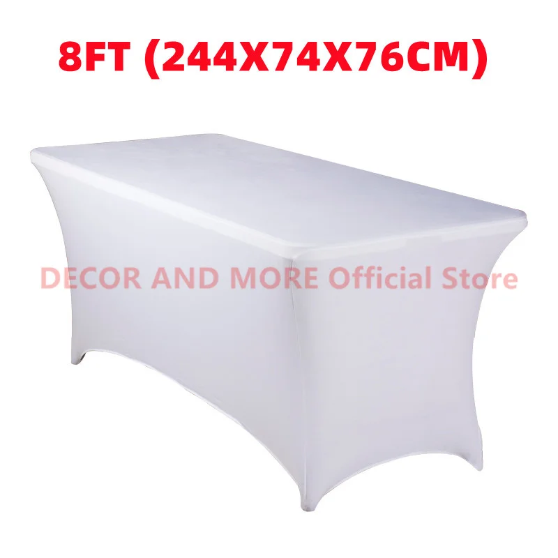 

8FT Spandex Table Covers Black White Decoration Polyester Rectangle Table Cloth Hotel Banquet Wedding Tablecloths 244CM 1PCS