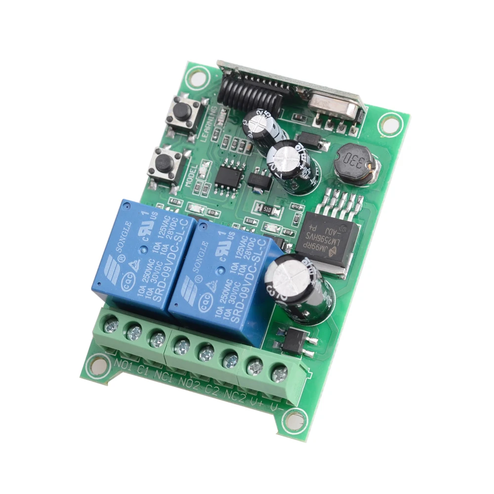 Фото Универсальный DC12V-48V 433Mhz 2CH Многофункциональный модуль приемника RF Беспроводной пульт дистанционного управления Реле Гаражный мотор Свет Diy №5