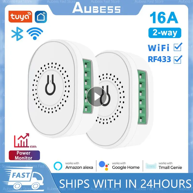 

Tuya 16A Wifi + RF 433 Mini Switch With Power Mornitor Double-way Timer Relay Smart Life Breaker Work With Alexa Google Home