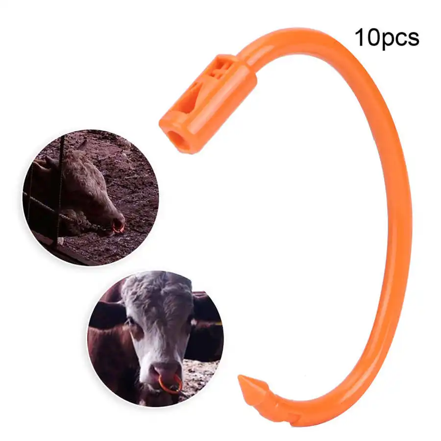 

10Pcs Plastic Cattle Nose Rings Farm Animals Livestock Nose Clips Bull Nose Accessory Bull Ox Cow Bovine Traction Clasp