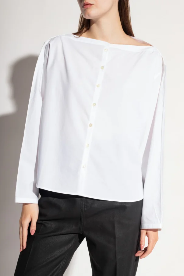 

Women Blouse Solid Color Loose Slash Neck Casual Shirt