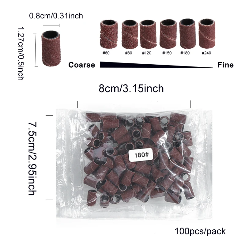 100 Шт. Аксессуары Для Сверл Ногтей Наждачная Бумага Ворса Маникюра