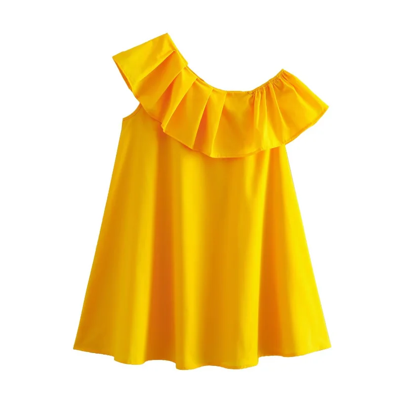 

2023 New Women's Minimalist Loose Ruffle Off Shoulder Dress