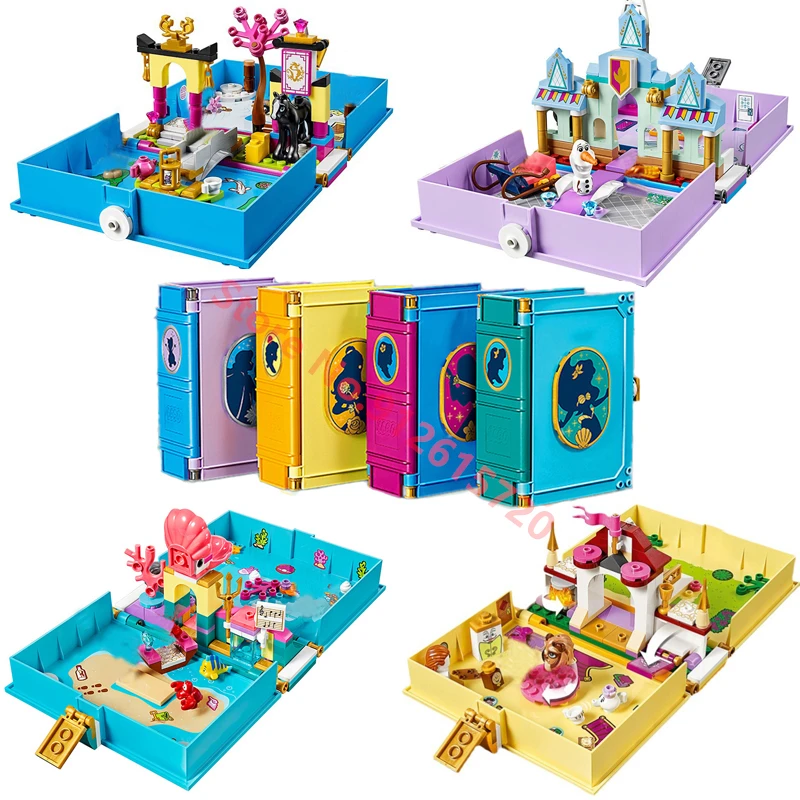 

Anna Elsa Castle Storybook Building Blocks Creative Princess Beauty Beast Mulan Mermaids Brick Set Kids Toys For Children 43175