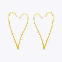 enfashion jewelry geometric big heart earrings gold color stainless steel long drop earrings for women earings eb171037