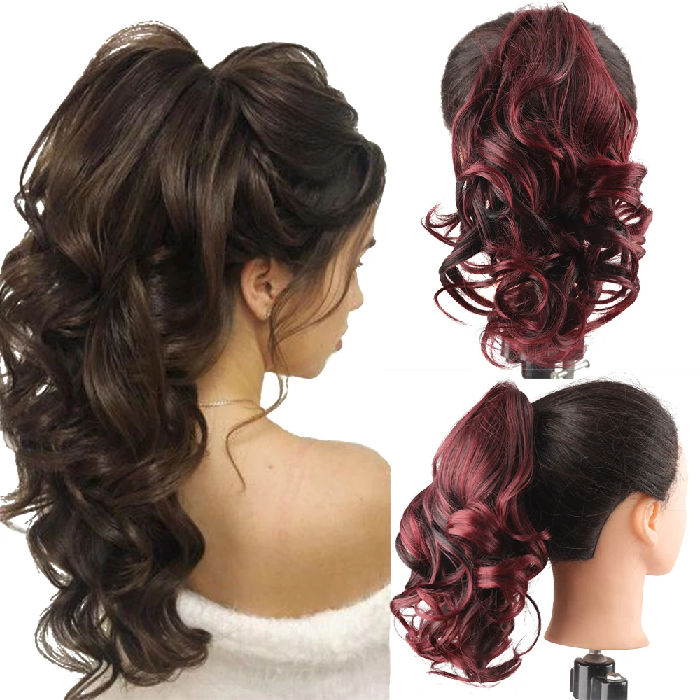 Short Synthetic Claw Clip In Ponytail Curly Pony Tail Extension Hairpiece For Women Clip-on Hair False Wig House Pony