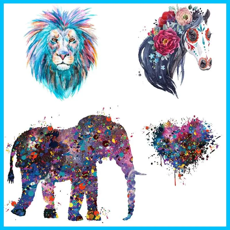 

Heat-Sensitive Skull Application Of One Appliques Cartoon Animal Lion Thermo-Sticker Iron On Patches For Clothing DIY On Clothes