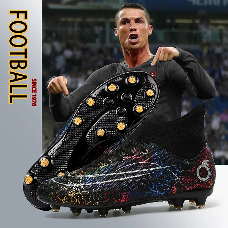 Quality Futsal  American Football Boots Messi Ultra Light Soccer Shoes Non-slip Chuteira Campo Cleats Training Sneakers TF/AG PU images - 1