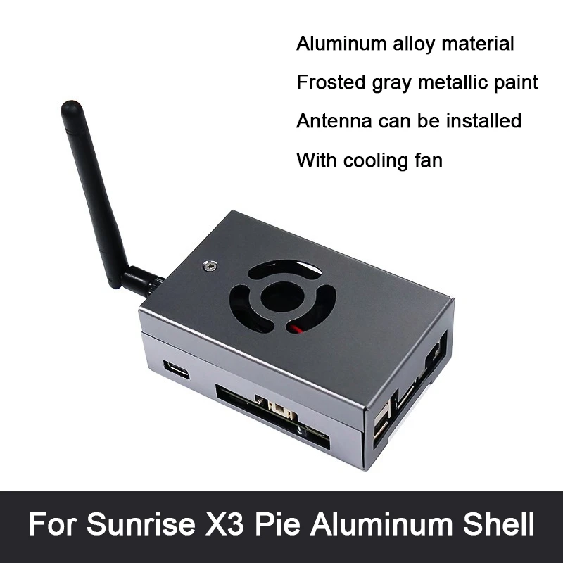 

For Horizon Rising Sun X3 Pie Development Board Cooling Housing With Cooling Fan+Enhanced WIFI Antenna Kit