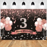 sweet three 3rd backdrop girls happy birthday party kids pink photograph background photo banner decoration