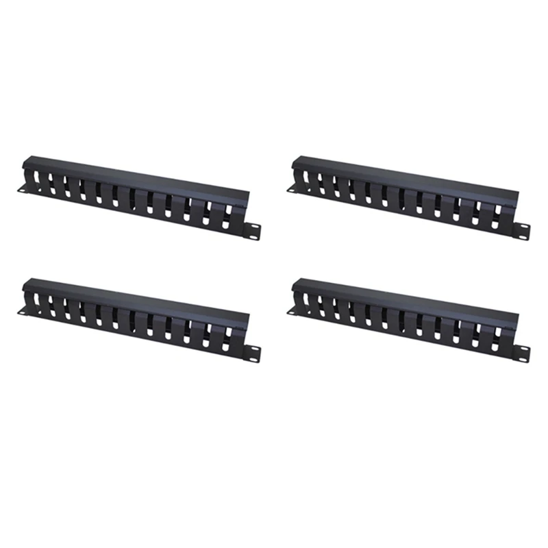 

Hot TTKK 4X 1U Cable Management Horizontal Mount 19 Inch Server Rack , 12 Slot Metal Finger Duct Wire Organizer With Cover