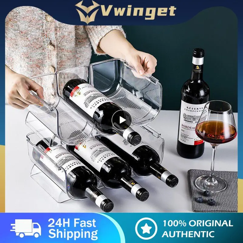 

5/8/10PCS Transparent Thickened Refrigerator Organizer Plastic Red Wine Wine Display Rack Durable