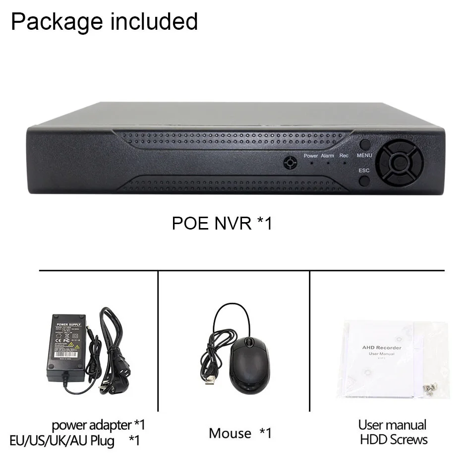 Сетевой видеорегистратор Xmeye 4-канальный сетевой 4K POE NVR с функцией распознавания