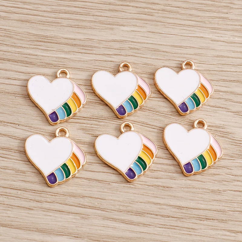 

10pcs 17x17mm Cute Enamel Heart Charms Pendants for Jewelry Making Necklace Earrings DIY Handmade Bracelets Crafts Accessories