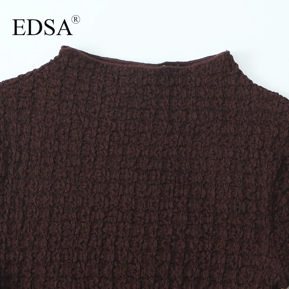 EDSA женское текстурированное платье миди с вырезом и высокой талией длинными