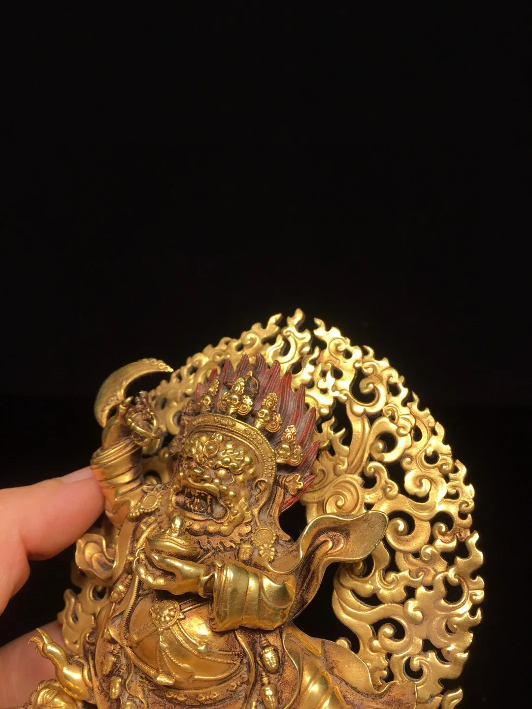 Тибетская медная позолоченная осведомленность большое черное небо Бог