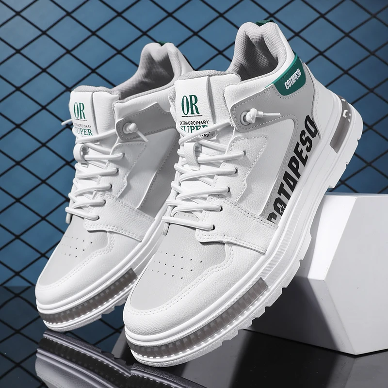 

Новое поступление, повседневная мужская обувь с высоким верхом, Мужская удобная повседневная обувь, модная мужская обувь из искусственной ...