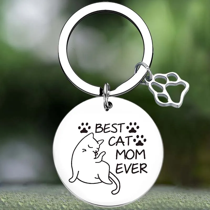 

Cute Best Cat Mom Keychain Cat Mama Key Chain Pendant Jewelry Cat Mommy Gifts Mothers Day gifts