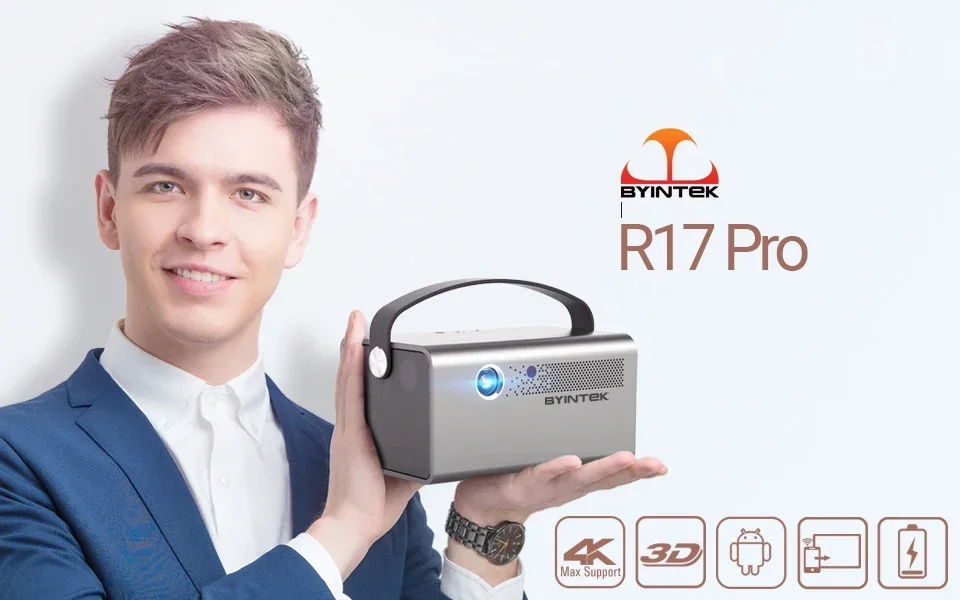 R17 Pro DLP Smart Projector Портативный 3D мини-проектор Android 9.0 BT 5.0 WIFI Поддержка 4K
