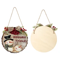 hello door sign merry christmas sign christmas welcome sign for front door christmas decoration round wood sign hanging welcome