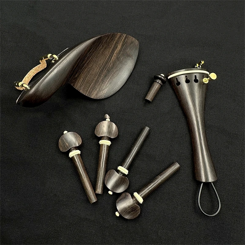 

1 set High quality 4/4 violin Natural ebony wood accessories parts fittings,Tailpiece+Tuning pegs+Endpins+Chin rest/Chin Holder