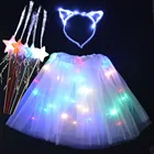Светодиодная юбка-пачка для девочек, светящаяся юбка с кошачьими ушками, женский костюм, подарок на вечерние ринку, Рождество, день рождения, свадьбу, Пурим, косплей