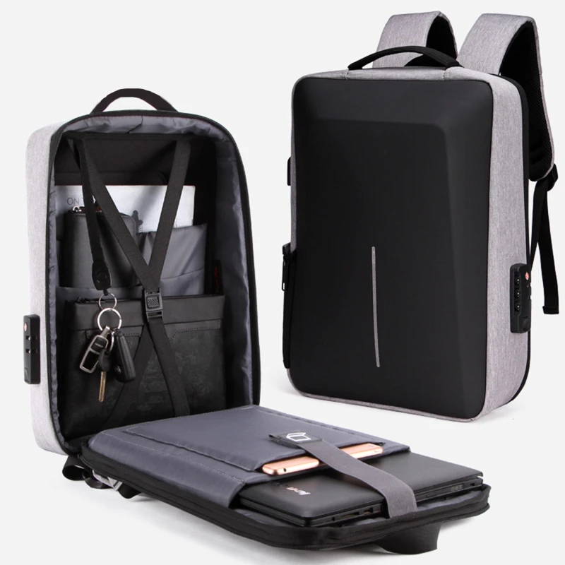 

Рюкзак мужской из жесткого поликарбоната, удобный водонепроницаемый легкий деловой портфель с защитой от кражи, сумка для компьютера