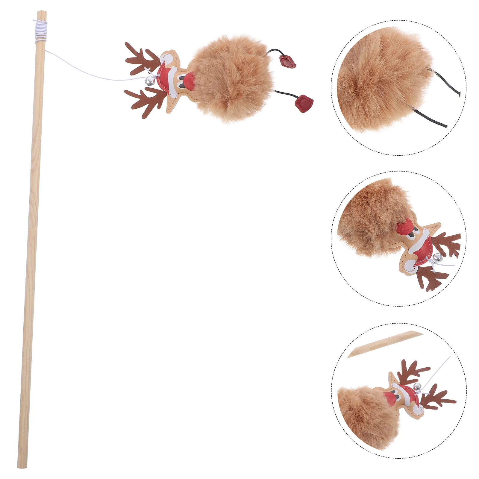 

Cat Wand Toy Christmas Cat Teaser Wand Toy Reindeer Decorations Interactive Catcher Teaser Toy