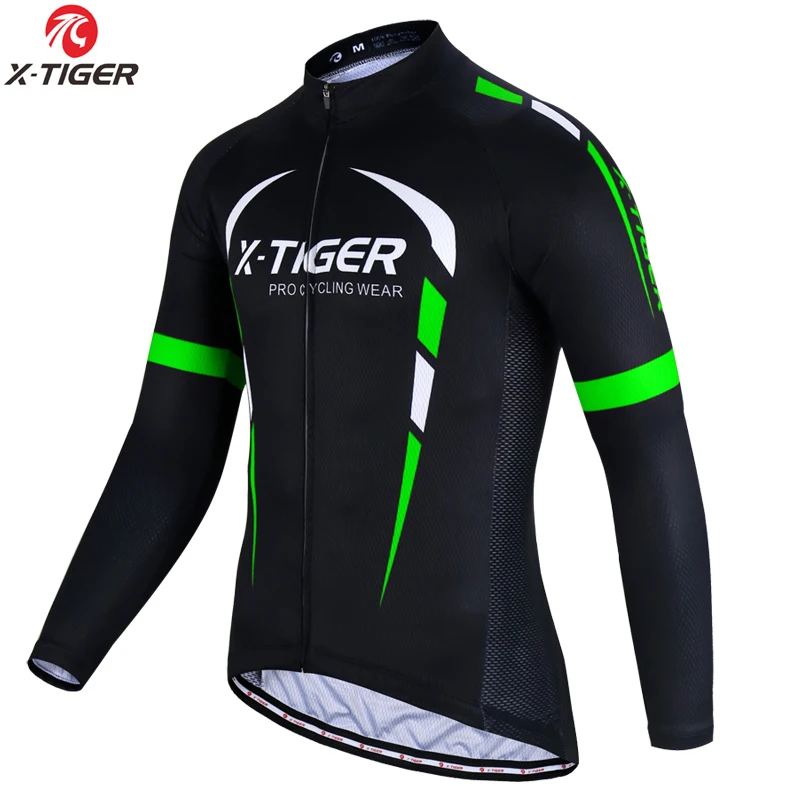 X-TIGER Long Sleeves Men Cycling Jersey Autumn Breathable Mountain Bike Jerseys Spring Quick-Dry Cycling Shirt Bicycle Clothes