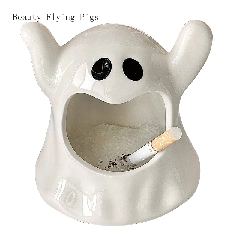 

Advanced creative ceramic ghost Ashtray household living room office table decoration smokeless ashtray home gadgets