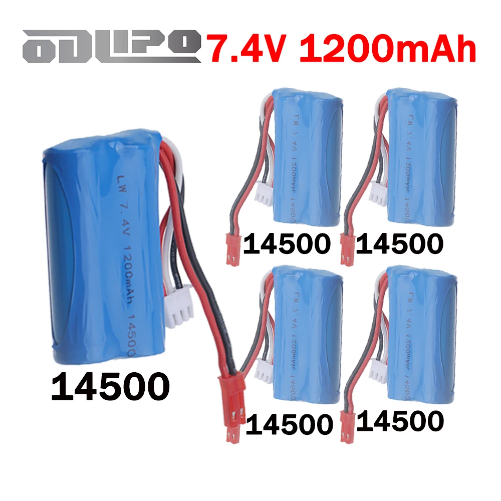 Фото Литий-ионный аккумулятор 7.4V для старых моделей TKKJ Skytech H101 H105 H103 INTEY H105, запчасти для радиоуправляемых машин, лодок, игрушек, разъем JST, 1200 мАч, 14500, 7.4V №1