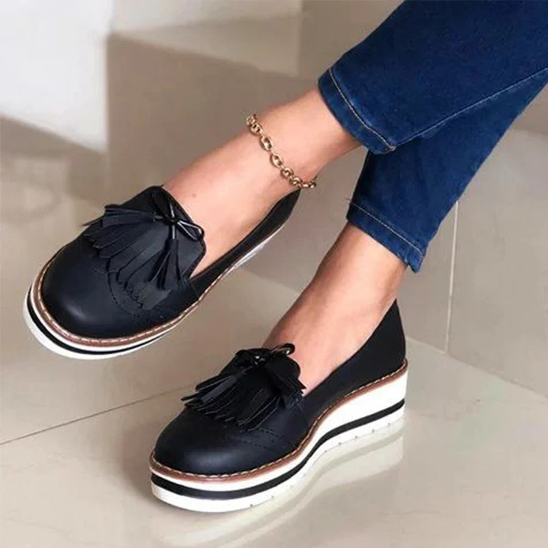 

Summer Women Loafers Woman Slip on Sneakers Tassel Bowtie Women's Flat Platform Female Shoes Fashion Mary Jane Women Shoes