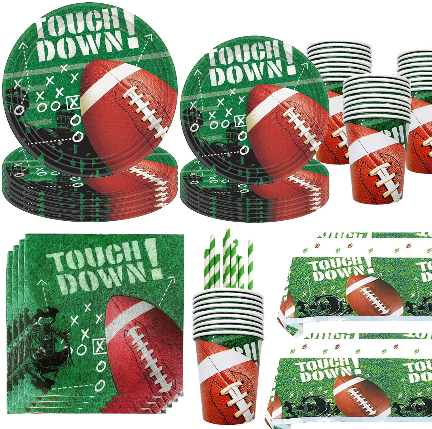 

Football birthday party decoration disposable tableware set balloon background party supplies