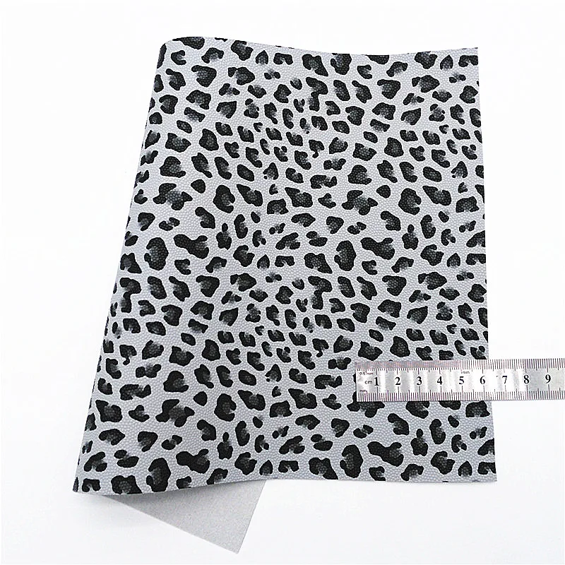 Серые листы из синтетического плетения с принтом леопарда и тиснением под кожу с крупным блестками для изготовления бантов DIY 21x29CM Q625 on.