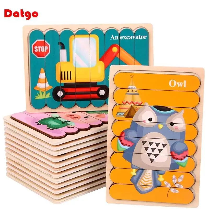 

Montessori Wooden Toy 3D Jigsaw Bar Puzzles Children's Creative Story Stacking Matching Puzzle Early Educational Toys