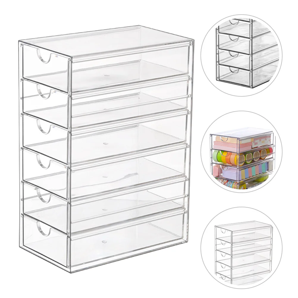 

Transparent Storage Box Multi-layer Desktop Drawer Versatile Makeup Stationery Trinket Organizer