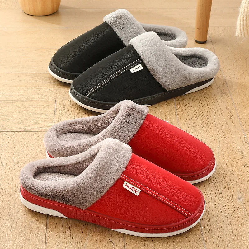 

Women Indoor Slippers Winter Warm House Slippers For Old People Couples Non-slip Plush Flat Shoes Comfortable Bedroom Slippers