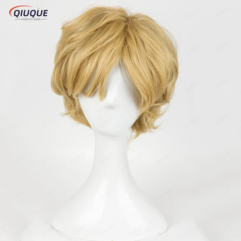 

High Quality Sailor Uranus Wig Tenoh Haruka Cosplay Wig Styled Short Blond Heat Resistant Synthetic Hair Wigs + Wig Cap