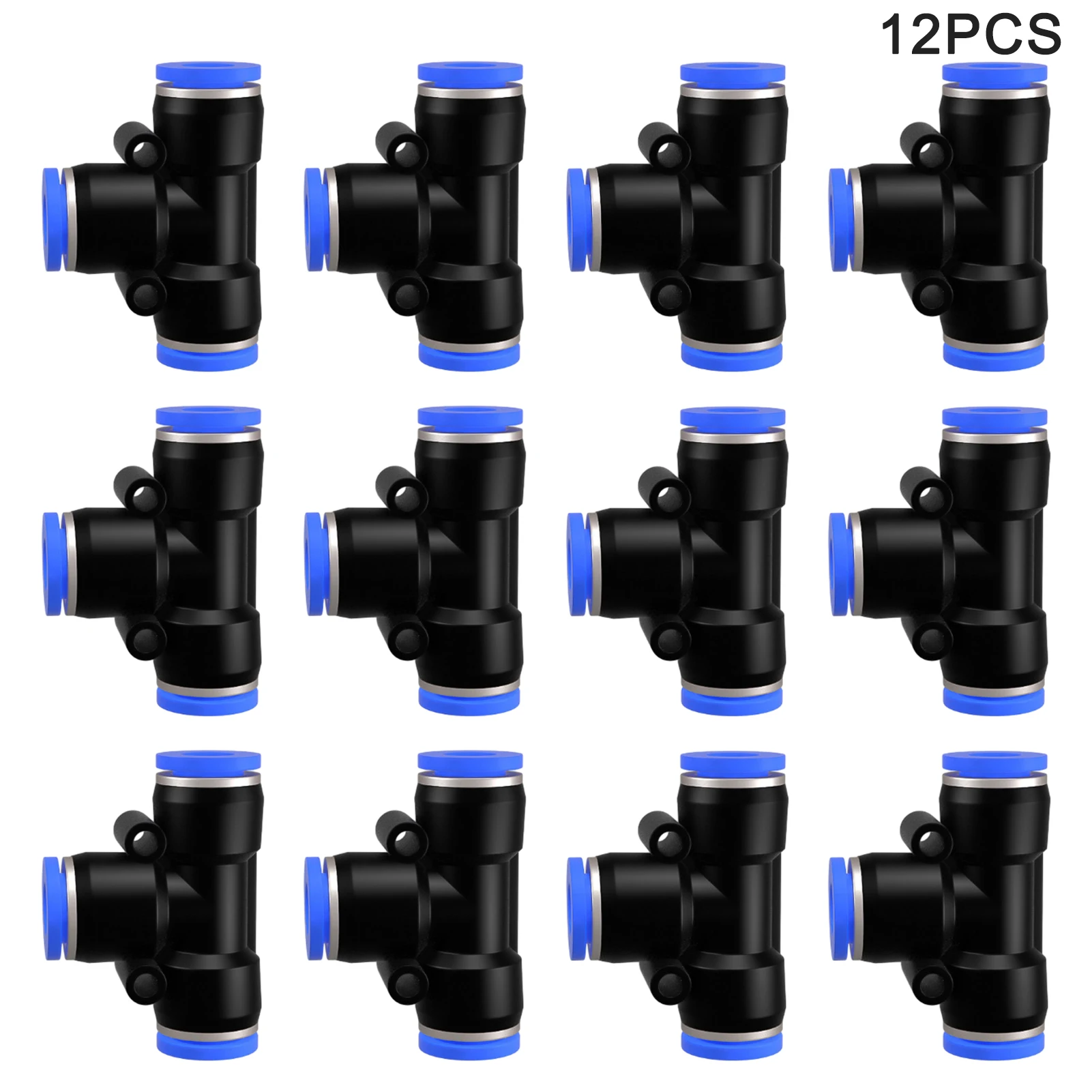 

12pcs Good Sealing T Type Pneumatic Connector Pipe Hose Plastic Durable 3 Way Air Line Adapter PE Easy To Install Flexible
