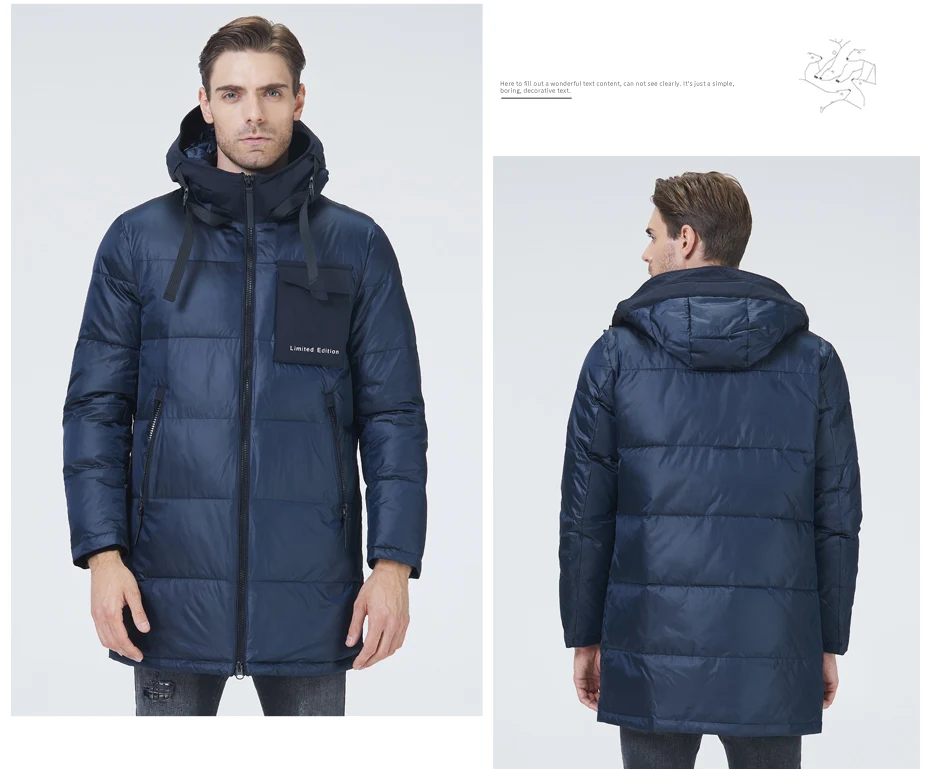 ICEbear 2022 male premium travel wear hooded winter coat fashion brand men's clothing large pocket men's clothing MWD21923I