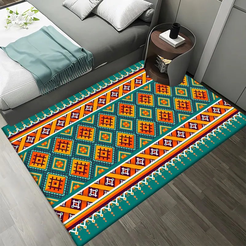 

Fashion Persian Carpet Retro Geometry Design Living Room Bedroom Hall Vintage 3D Ethnic Bedside Rug Washable Mat Floor Mat Rug