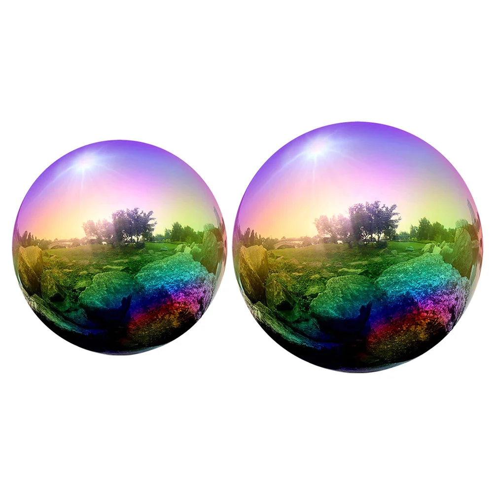 

2 Pcs Garden Reflector Spheres Outdoor Mirror Globe Shiny Reflective Decoration Hollow Ball Lawn Artificial