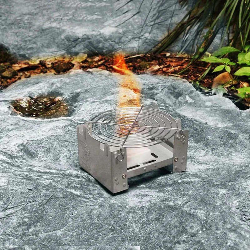 Портативная спиртовая плита для кемпинга складная твердого спирта уличная