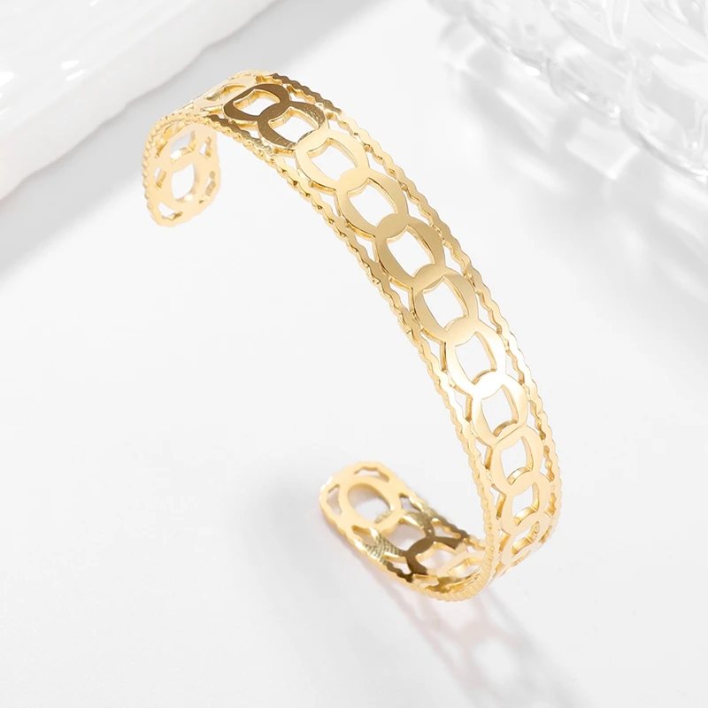 Классические открытые браслеты-манжеты из нержавеющей стали регулируемая