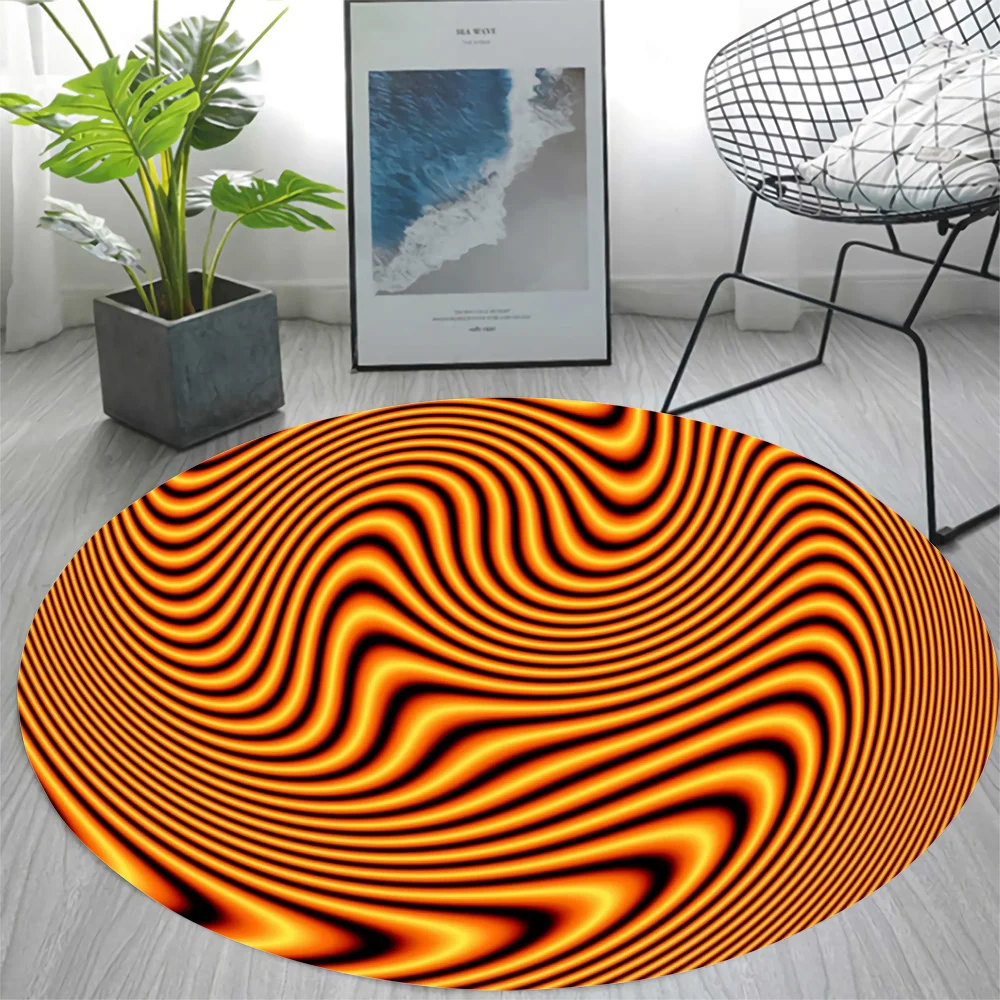 

CLOOCL Vertigo Carpet 3D Graphics Visual Impact Vortex Illusion Areas Rug Carpets for Living Room Floor Mats Flannel Round Mats